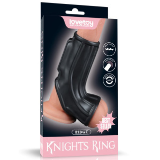 Насадка на пеніс Vibrating Ridge Knights Ring with Scrotum Sleeve Black 18+ - Інтернет-магазин спільних покупок ToGether