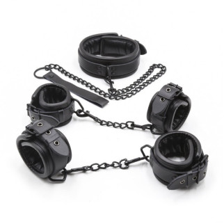 Стильний чорний бдсм набір Luxury Leather Bondage Kit 3 Pieces 18+ - Інтернет-магазин спільних покупок ToGether