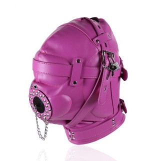 Фіолетова повністю закрита бдсм-маска Leather Hood 18+ - Інтернет-магазин спільних покупок ToGether