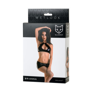 Комплект Glossy Brianna з матеріалу Wetlook, чорний 18+ - Інтернет-магазин спільних покупок ToGether