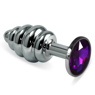 Анальна пробка — Heavy Metal Anal Plug Silver Rosebud Spiral Purple 18+ - Інтернет-магазин спільних покупок ToGether