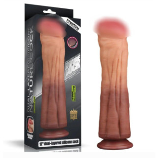 Фалоімітатор - Dual-Layered Silicone Cock 12" Brown  18+ - Інтернет-магазин спільних покупок ToGether