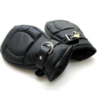 Чорні шкіряні рукавички-наручники 18+ - Інтернет-магазин спільних покупок ToGether