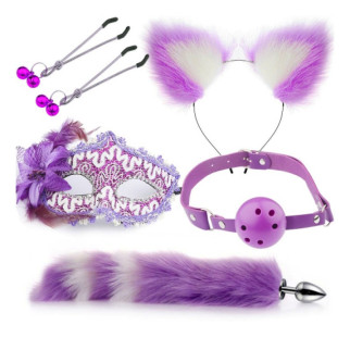 Набір для сексуальних ігор Sexy Cat Ears Fox Tail Cosplay Sex Party Accessories Purple 18+ - Інтернет-магазин спільних покупок ToGether