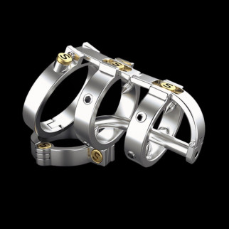 Stainless Steel Male Chastity Device Punk Style Cock Cage Hinged Penis Ring Screws Lock A 18+ - Інтернет-магазин спільних покупок ToGether