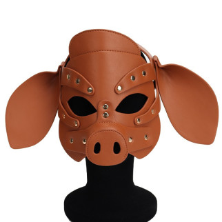 Бдсм маска голова свині Leather Pig Mask Brown 18+ - Інтернет-магазин спільних покупок ToGether