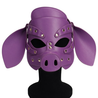 Бдсм маска голова свині Leather Pig Mask Purple 18+ - Інтернет-магазин спільних покупок ToGether