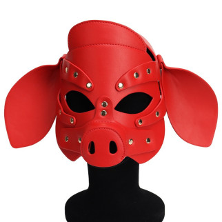 Бдсм маска голова свині Leather Pig Mask Red 18+ - Інтернет-магазин спільних покупок ToGether