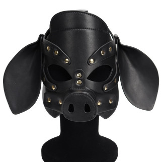 Бдсм маска голова свині Leather Pig Mask Black 18+ - Інтернет-магазин спільних покупок ToGether