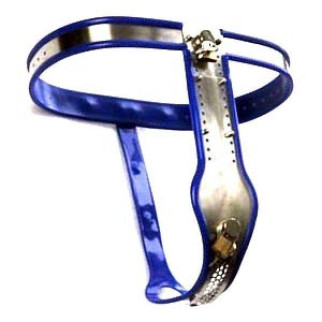 Female Adjustable Model-T Stainless Steel Premium Chastity Belt with Locking Cover Removable BLUE 18+ - Інтернет-магазин спільних покупок ToGether