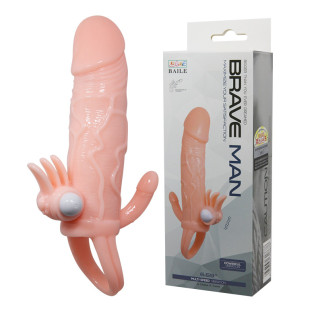 Насадка на член - Brave Man Vibrating Penis Sleeve Flesh 18+ - Інтернет-магазин спільних покупок ToGether
