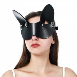 Чорна шкіряна маска на очі з вушками Kitty Bondage Mask 18+ - Інтернет-магазин спільних покупок ToGether