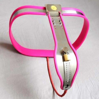 Female Adjustable Curve-T Stainless Steel Premium Chastity Belt with Locking Cover Removable PINK 18+ - Інтернет-магазин спільних покупок ToGether