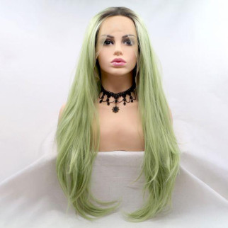 Перука ZADIRA оливково-зелена жіноча довга хвиляста на сітці 18+ - Інтернет-магазин спільних покупок ToGether