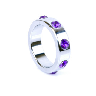 Ерекційне кільце Metal Cock Ring with Purple Diamonds Large  18+ - Інтернет-магазин спільних покупок ToGether