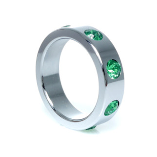 Pierscien-Metal Cock Ring with Green Diamonds Large  18+ - Інтернет-магазин спільних покупок ToGether