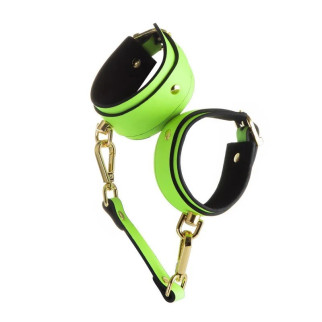Glow in the Dark Leather Hands Cuffs Green 18+ - Інтернет-магазин спільних покупок ToGether