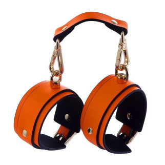Glow in the Dark Leather Hands Cuffs Orange 18+ - Інтернет-магазин спільних покупок ToGether