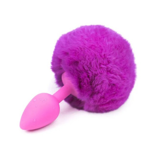 Рожева силіконова анальна пробка з фіолетовим хвостиком Silicone Fur Tail Plug 18+ - Інтернет-магазин спільних покупок ToGether