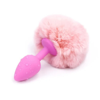 Рожева силіконова анальна пробка з рожевим хвостиком Silicone Fur Tail Plug 18+ - Інтернет-магазин спільних покупок ToGether