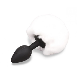 Чорна силіконова анальна пробка з білим хвостиком Silicone Fur Tail Plug 18+ - Інтернет-магазин спільних покупок ToGether
