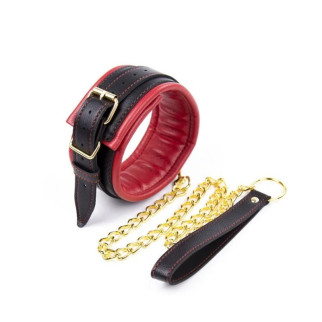 Червоний нашийник Leather Neck Collar With Chain Leash 18+ - Інтернет-магазин спільних покупок ToGether