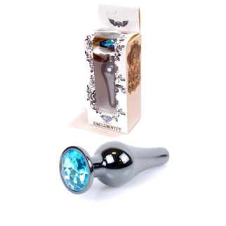 Анальна пробка - Jewellery Dark Silver Butt Plug Light Blue 18+ - Інтернет-магазин спільних покупок ToGether