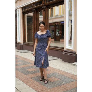 Жіноча сукня Селянка  Темно-синій принт квітка 42 - Інтернет-магазин спільних покупок ToGether