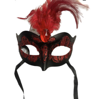 Маска Venetian Mask Red with Red Stone and Feather 18+ - Інтернет-магазин спільних покупок ToGether