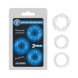 Набір рекційних кілець Smooth-nubs Triple Stamina Ring Set Clear 18+ - Інтернет-магазин спільних покупок ToGether
