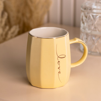 Жовта чашка 400 (мл) керамічна Ø 7.5 (см) для чаю та кави Love - Інтернет-магазин спільних покупок ToGether