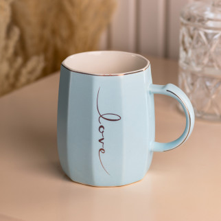 Чашка керамічна для чаю та кави кухоль 400 (мл) чашка блакитна Ø 7.5 (см) "Love" - Інтернет-магазин спільних покупок ToGether