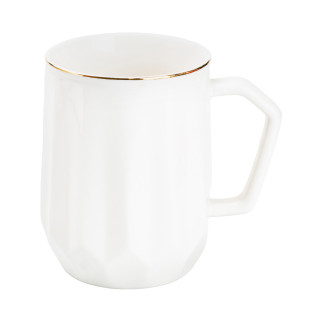 Біла чашка із золотою облямівкою 400 (мл) керамічна Ø 7.5 (см) для чаю та кави кухоль універсальний - Інтернет-магазин спільних покупок ToGether