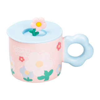 Чашка з кришкою рожева 300 (мл) керамічна Ø 9.0 (см) Квітка - Інтернет-магазин спільних покупок ToGether