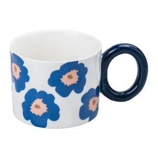 Чашка 400 (мл) керамічна для чаю та кави з квіткою Ø 7.5 (см) синя - Інтернет-магазин спільних покупок ToGether