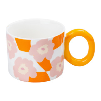 Кружка 400 (мл) керамічна для чаю та кави Ø 7.5 (см) чашка Квітка помаранчева - Інтернет-магазин спільних покупок ToGether