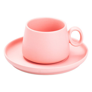 Рожева чашка 300 (мл) із блюдцем керамічна Ø 7.3 (см) - Інтернет-магазин спільних покупок ToGether