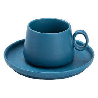 Кавова чашка із блюдцем 300 (мл) керамічна синя Ø 7.3 (см) - Інтернет-магазин спільних покупок ToGether