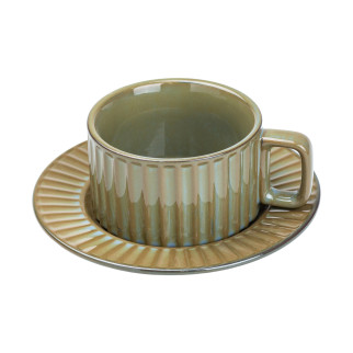 Чашка з блюдцем 250 (мл) керамічна для кави Ø 9.0 (см) смарагдова - Інтернет-магазин спільних покупок ToGether