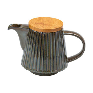 Чайник для заварювання 850 мл керамічний з бамбуковою кришкою Зелений з коричневим - Інтернет-магазин спільних покупок ToGether