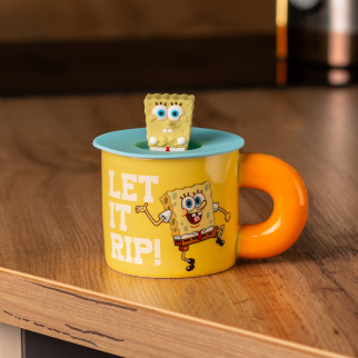 Чашка Губка Боб 400 (мл) керамічна з кришкою Ø 9.0 (см) жовта - Інтернет-магазин спільних покупок ToGether