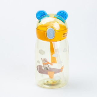 Дитяча пляшка 500 (мл) для води з трубочкою з трубочкою з кришкою фліп топ "Ведмедик" Жовта - Інтернет-магазин спільних покупок ToGether