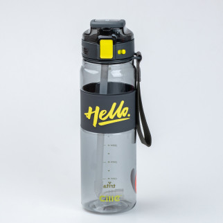 Пляшка для води 860 (мл) тритан спортивна з ремінцем та ручкою Hello Чорна - Інтернет-магазин спільних покупок ToGether