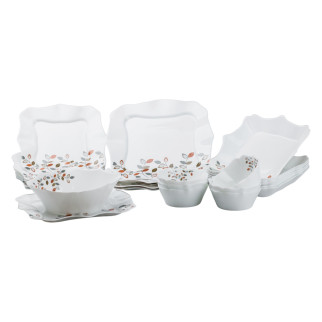 Столовий сервіз квадратний 26 керамічних тарілок набір столового посуду на 6 персон Білий з квітами - Інтернет-магазин спільних покупок ToGether