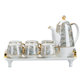 Чайний сервіз на 6 персон: 6 чашок 250 (мл) та чайник для заварювання 1.2 (л) на підставці керамічний - Інтернет-магазин спільних покупок ToGether