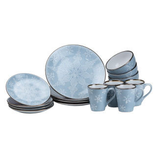 Столовий сервіз на 4 персони керамічні тарілки та чашки 400 (мл) сучасний блакитний - Інтернет-магазин спільних покупок ToGether