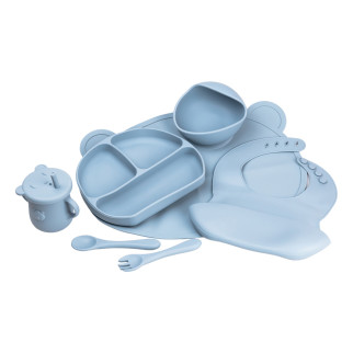 Набір дитячого посуду силіконового для першого прикорму 7 предметів Синій - Інтернет-магазин спільних покупок ToGether