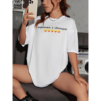 Біла комбінована футболка ДТФ.61-089 - Інтернет-магазин спільних покупок ToGether