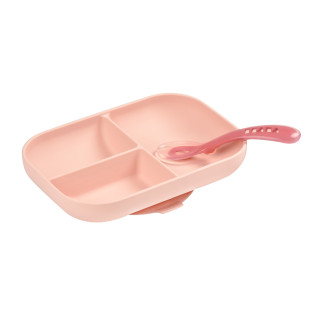 Набір Beaba силіконова порційна тарілка + ложка рожевий, арт. 913456 - Інтернет-магазин спільних покупок ToGether