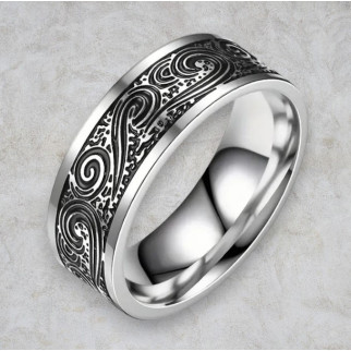 Каблучка печатка перстень з ретро візерунками без каміння срібляста розмір 18 - Інтернет-магазин спільних покупок ToGether